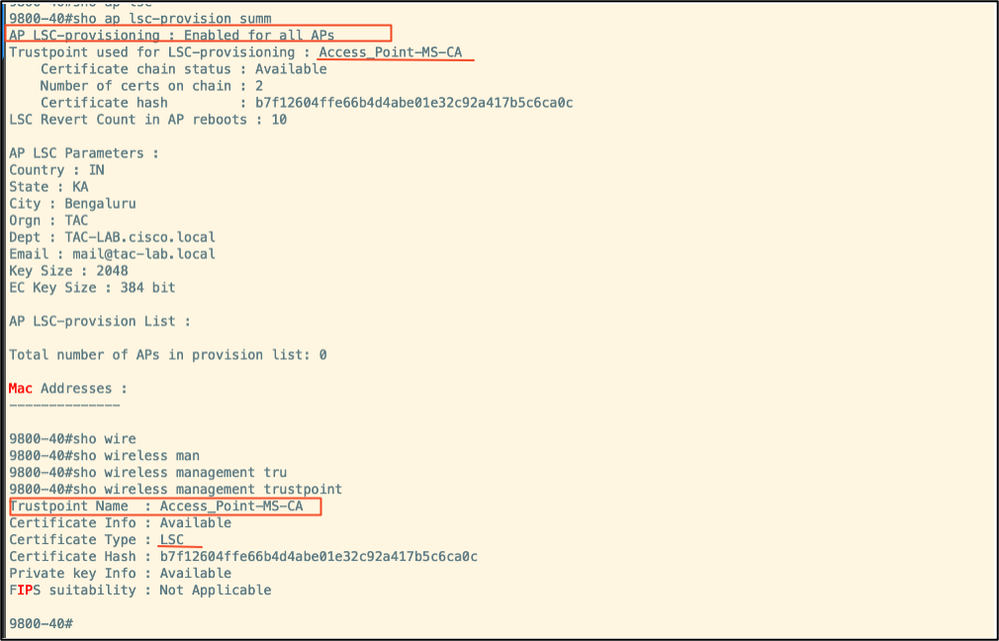 Verify LSC configuration