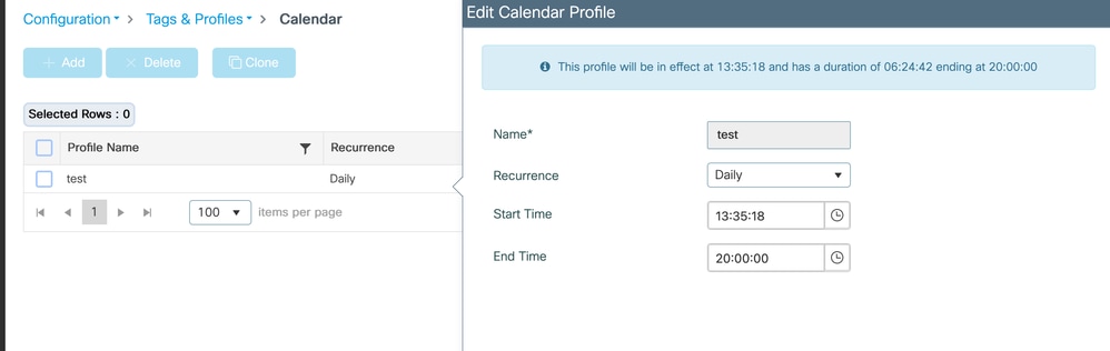 Configure a calendar profile