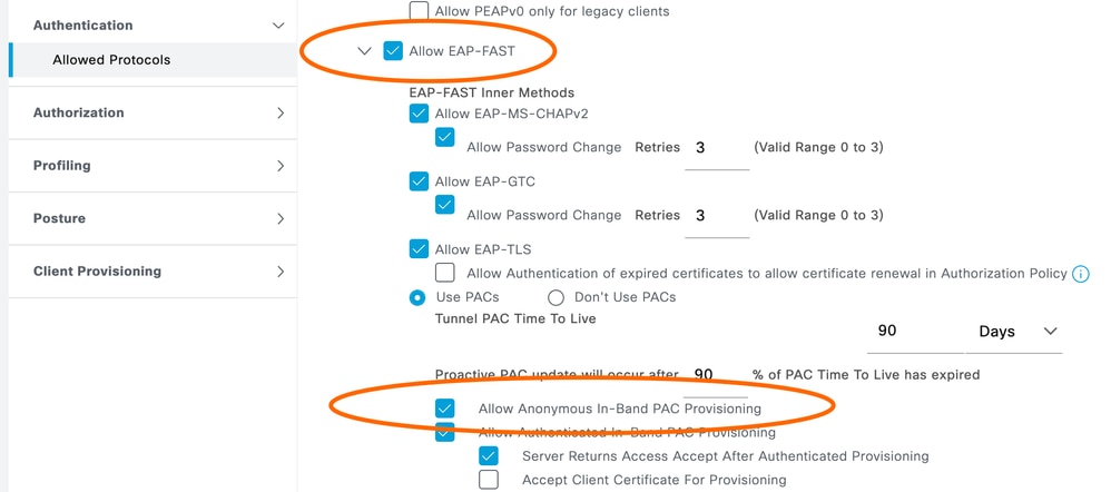 Allow anonymous in-band PAC provisioning