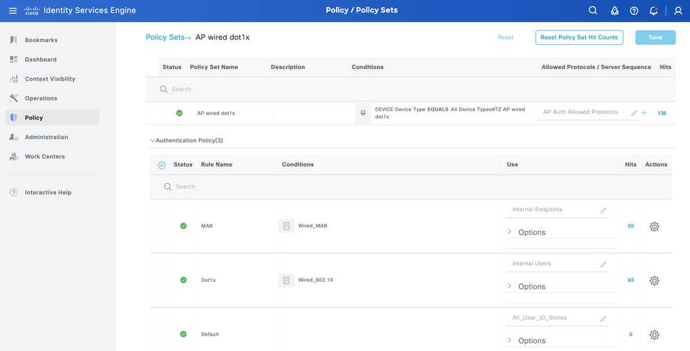 Authentication policy set