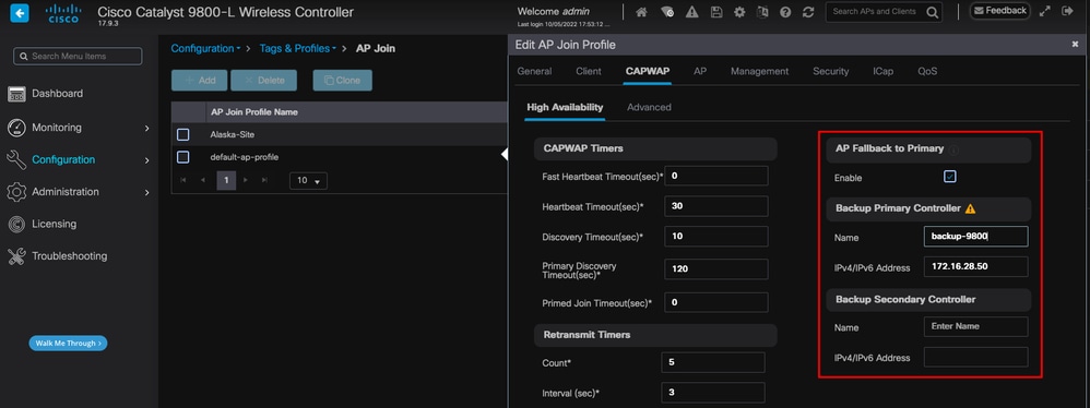 High Availability Options in the AP Join Profile