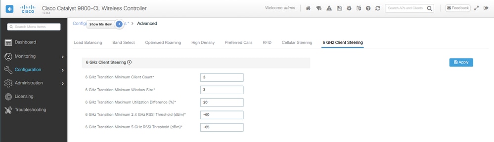 6Ghz Client Steering Settings