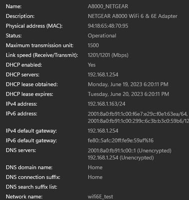 NetGearA8000 클라이언트 세부사항