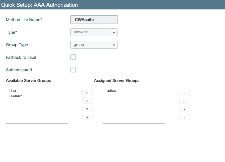 CWA : configure AAA accounting method