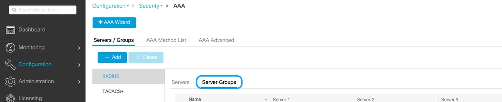 Add the RADIUS Server to a RADIUS Group