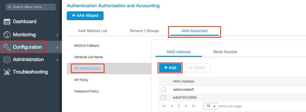 Add AP Authentication MAC on the WLC