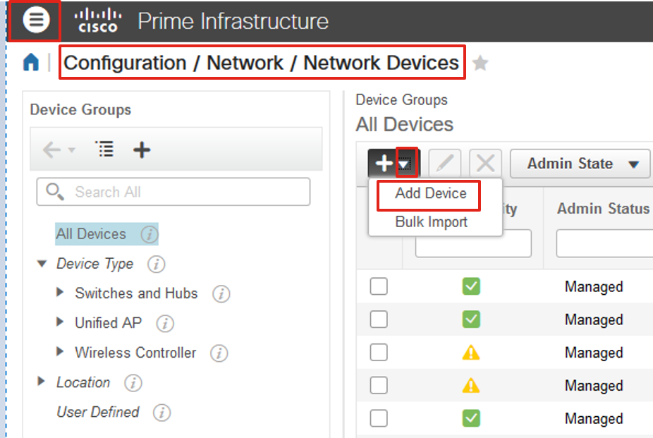 Add a Device on Prime Infrastructure