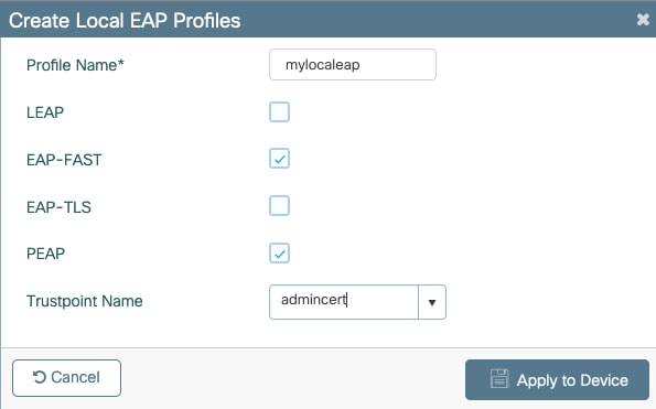 Create a local EAP profile