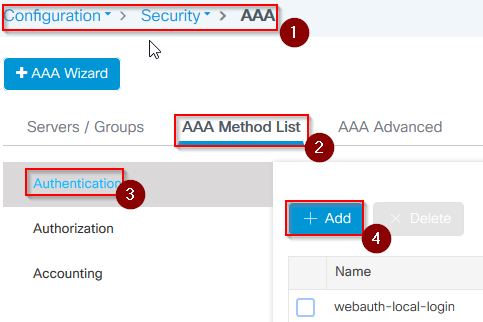 Add an authentication AAA method