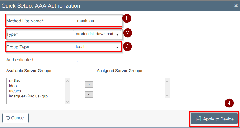Credential-download AAA authorization profile