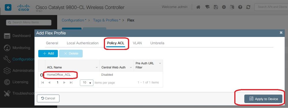 Configure AP as an OEAP-Flexprofile OEAP setting and ACL