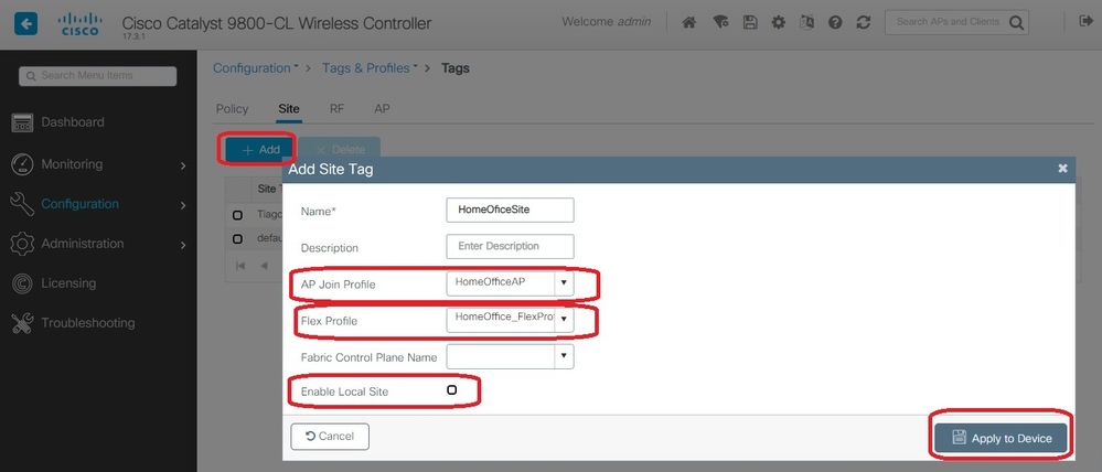 Configure AP as an OEAPJoin Profile and Site tag configuration