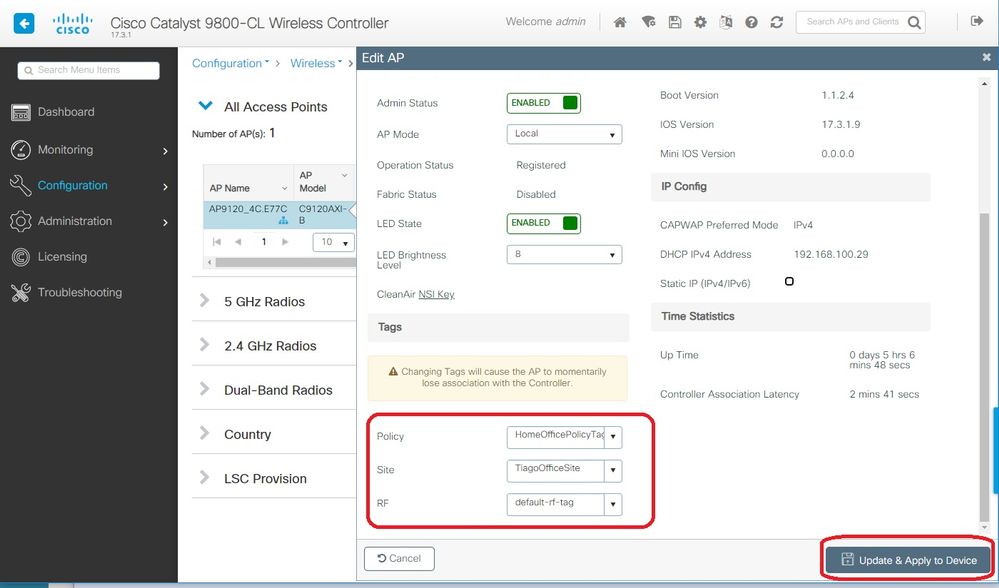 Configure AP as an OEAP-Policy Profile Flexconnect settings example