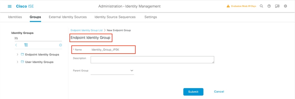 Identity group configuration