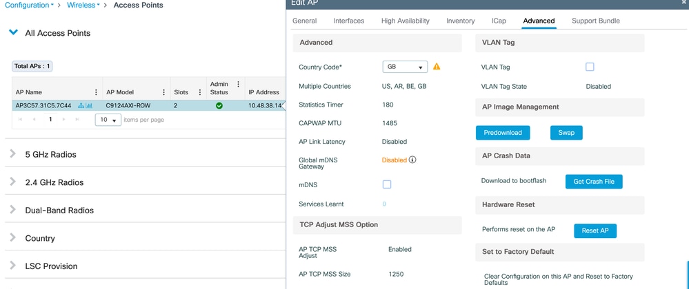 AP-specific Advanced Settings