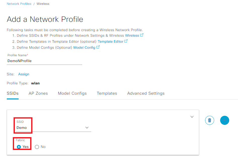 Create Network Profile