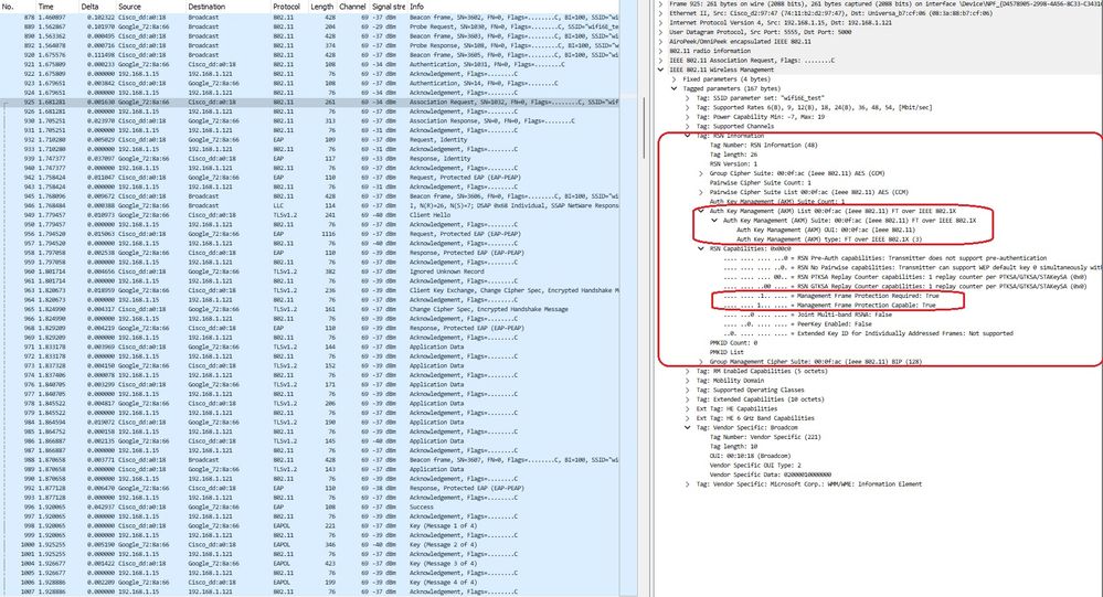 WPA3 Enterprise 802.1x-SHA256 + FT  Pixel 6a Association Request