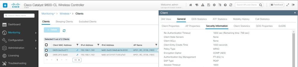 WPA3 Enterprise 802.1x-SHA256 + FT S23 Client Properties