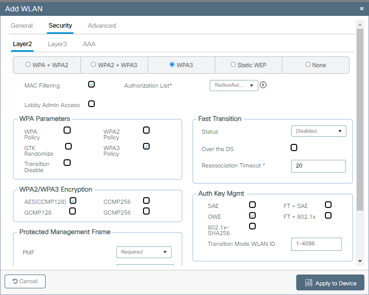 OWE CWA Security configuration