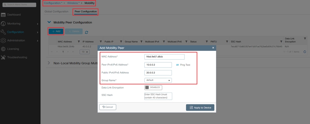 Mobility NAT Config WLC2