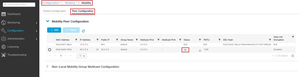 Mobility NAT Verification WLC1