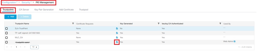 Controleer Trustpoint details