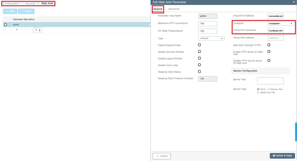 Check Trustpoint and Cirtual IPv4 Hostname