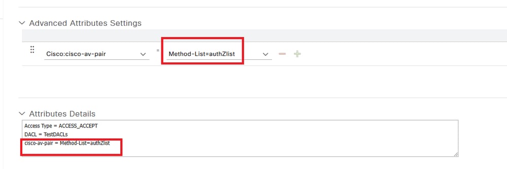avpair for named authorization profile