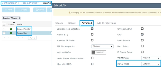 Configure the SSID in mDNS Gateway Mode