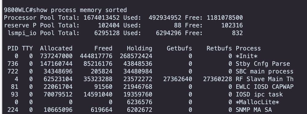 Per Process Memory Stats Starting from the Highest Holding Process