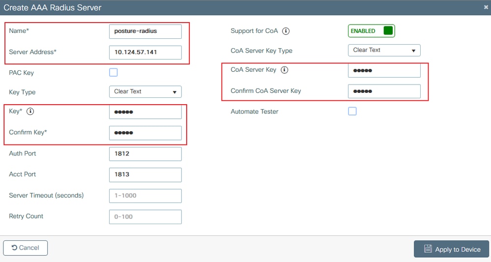 9800 Create Radius Details