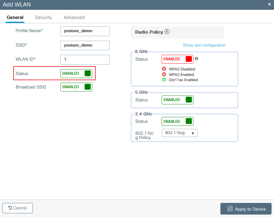 9800 Create WLAN General