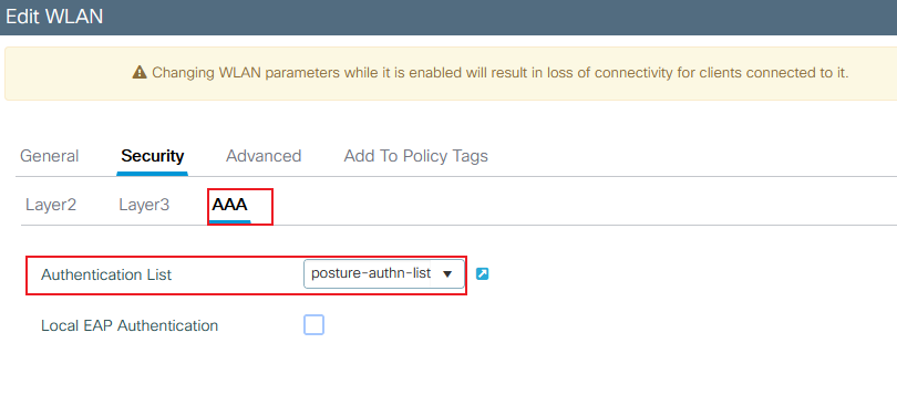 9800 Create WLAN Security AAA