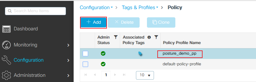 9800 Add Policy Profile