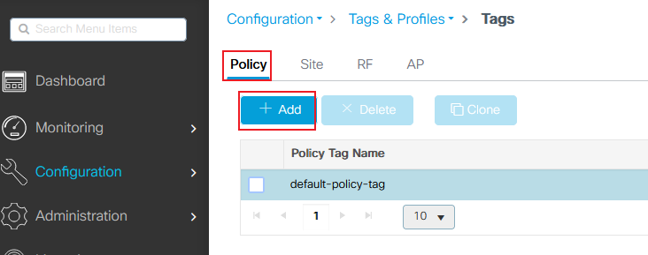 9800 Policy Tag Add