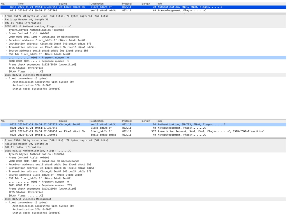 OPEN Authentication after successful Probe