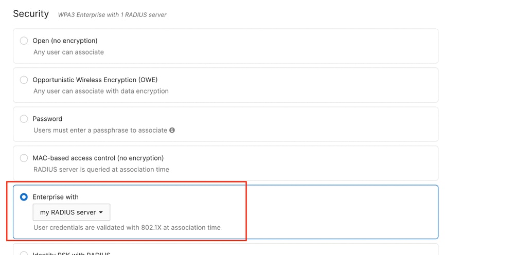 Enterprise with private RADIUS servers