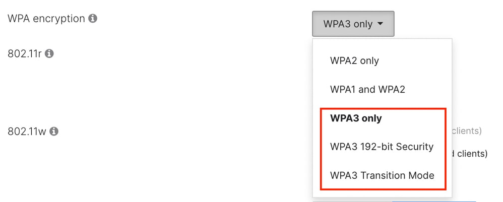 WPA3 options