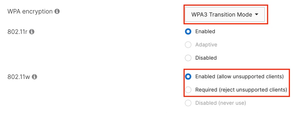 Enable 11w under WPA3