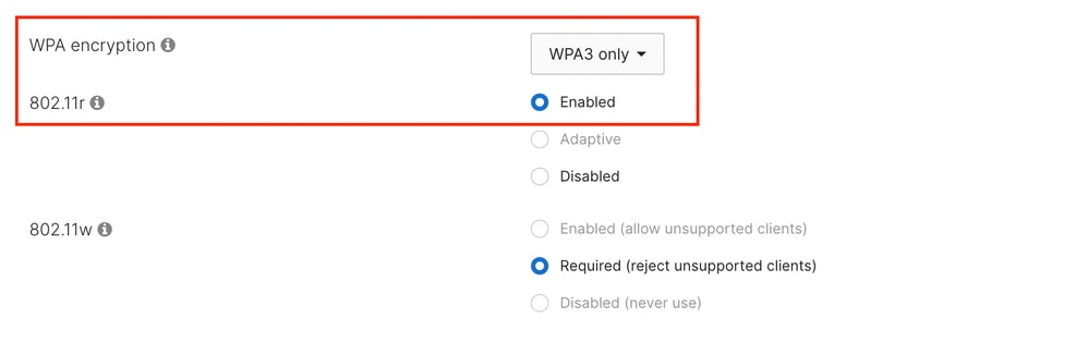 Enable 11r with WPA3 only