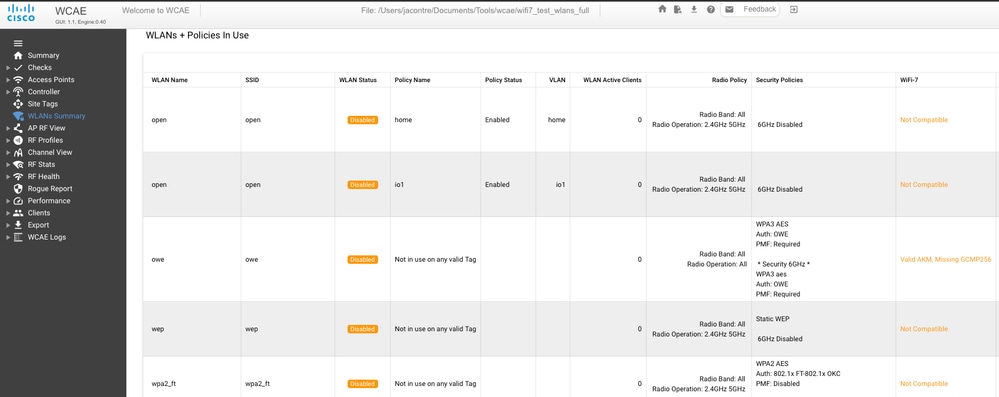 Wireless Config Analyzer screenshot