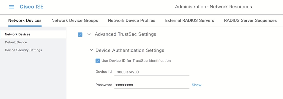 Advanced TrustSec Settings