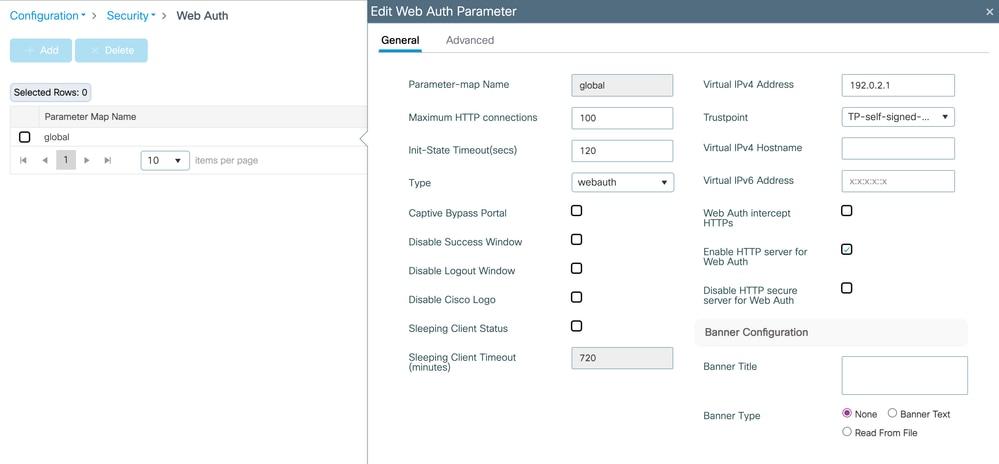 General Global Parameter Map Settings