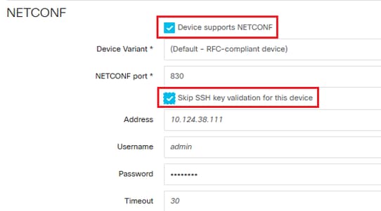 Activate Netconf by Clicking Device Supports Netconf