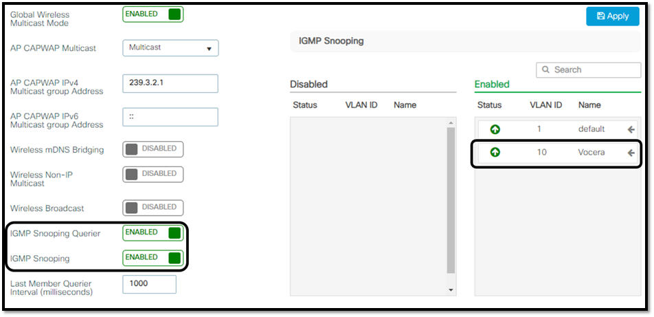 Enable IGMP Snooping