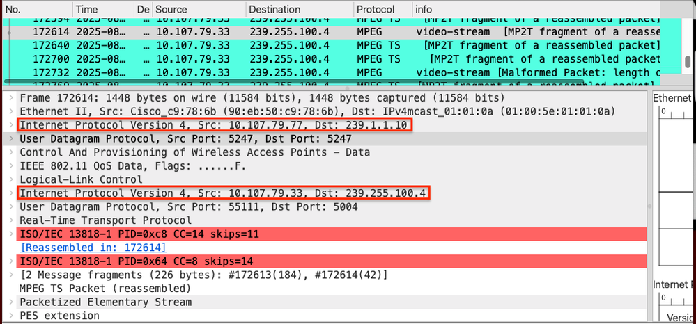 WLC Forwards the traffic to CAPWAP Multicast Group Address