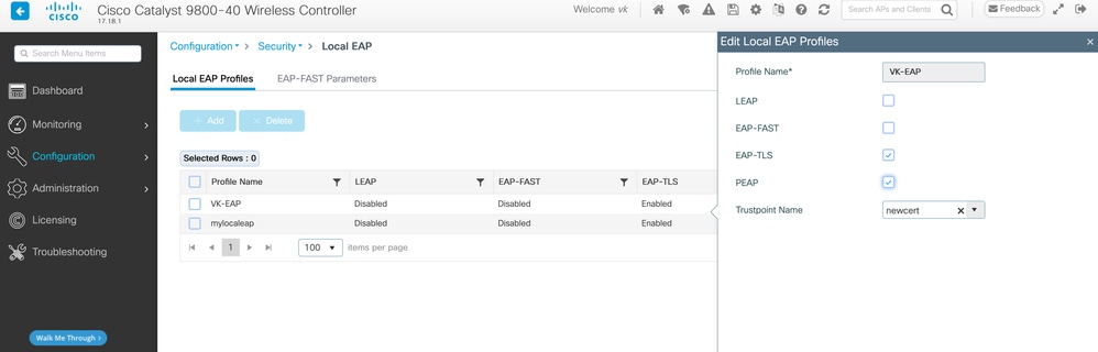 Configure the local EAP profile