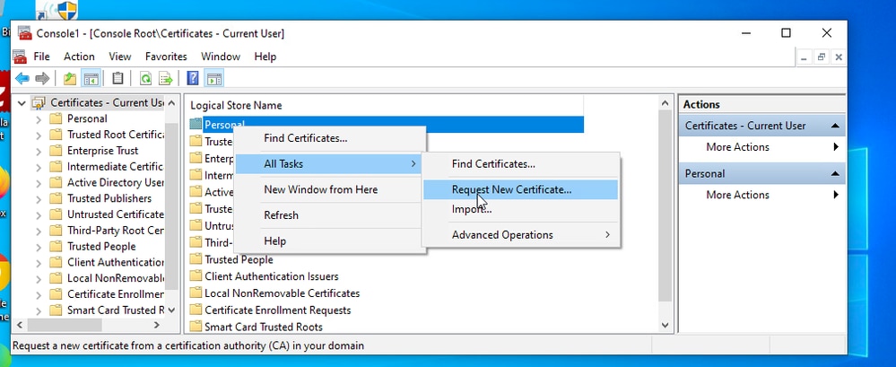 Request new certificate