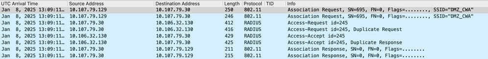Client Association Phase on Foreign Controller with Wireless MAB