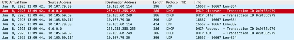Client DHCP traffic on Anchor Controller Recieved from Foreign Controller